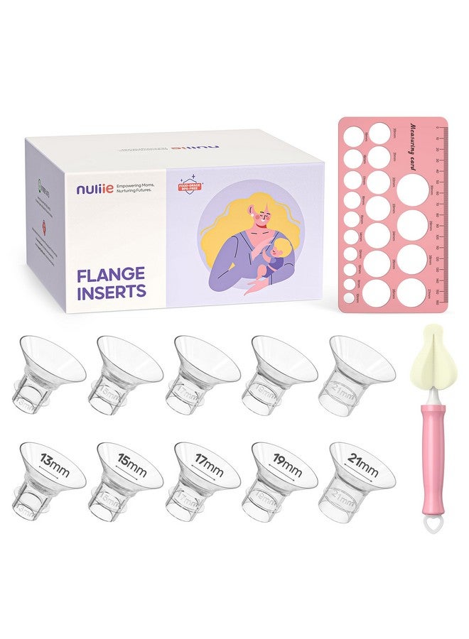 nuliie 10Pcs Flange Sizing Kit 13/15/17/19/21Mm For 24Mm Flange/Shield Of Most Pumps, Silicone Flange Insert For Momcozy/Spectra/Bellababy Breast Pump, Breastfeeding Essential Pumping Kit For Moms - Image 1