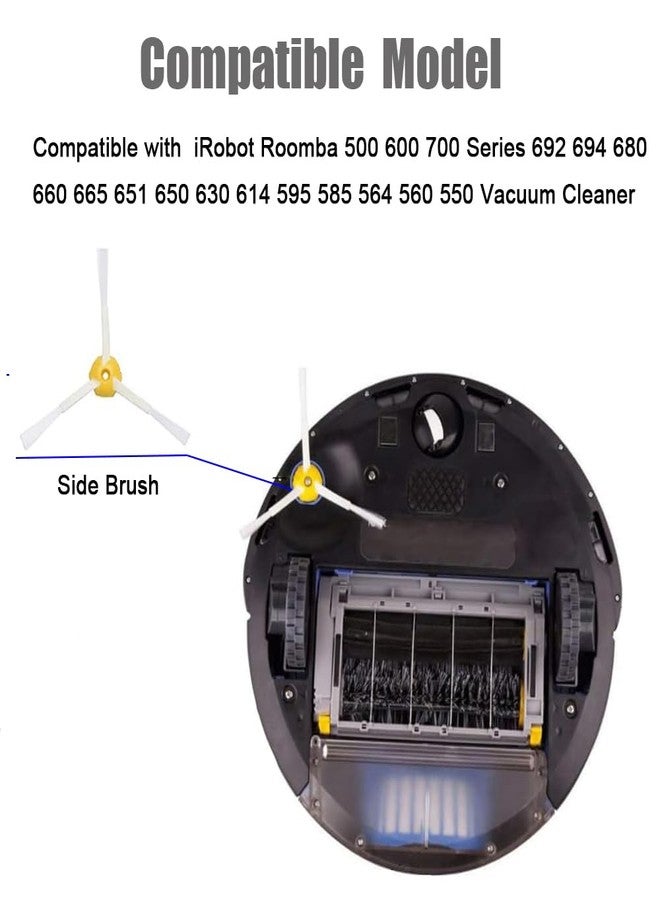 فرشاة جانبية من فانكليريديا لسلسلة iRobot Roomba 500 و600 و700 (692، 694، 680، 660، 665، 651، 650، 630، 614، 595، 585، 564، 560، 550) - قطع غيار وملحقات للمكنسة الكهربائية - عبوة من 3 قطع - Image 2