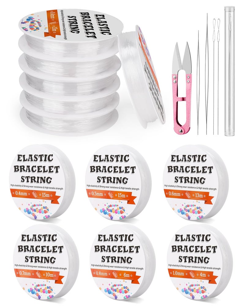 JUPEAN 6 Sizes Stretchy Bracelet String Elastic String for Bracelet Making Jewelry Making Supplies Easy to Knot with Jewelry Making Supplies Beading Needles and Container for Storage - Image 1