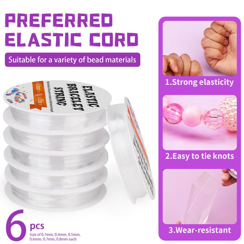 JUPEAN 6 Sizes Stretchy Bracelet String Elastic String for Bracelet Making Jewelry Making Supplies Easy to Knot with Jewelry Making Supplies Beading Needles and Container for Storage - Image 5