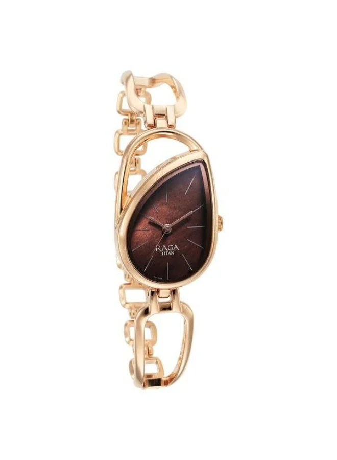 TITAN Raga Chic Quartz Analog Brown Dial Rose Gold Metal Strap Watch for Women - 2688WM01