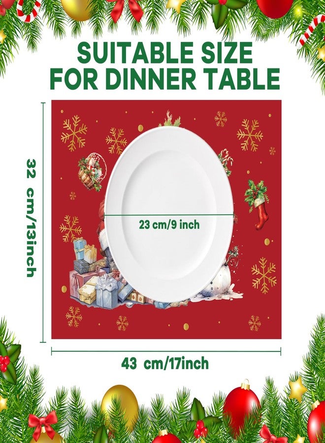 OBUSATT Christmas Placemats Table Placemats Set of 6 Plastic Seasonal Table Mats Decoration Washable Red and Green Winter Xmas Holiday Decoration for Kids Home Kitchen Dining Room Housewarming Gifts - Image 2
