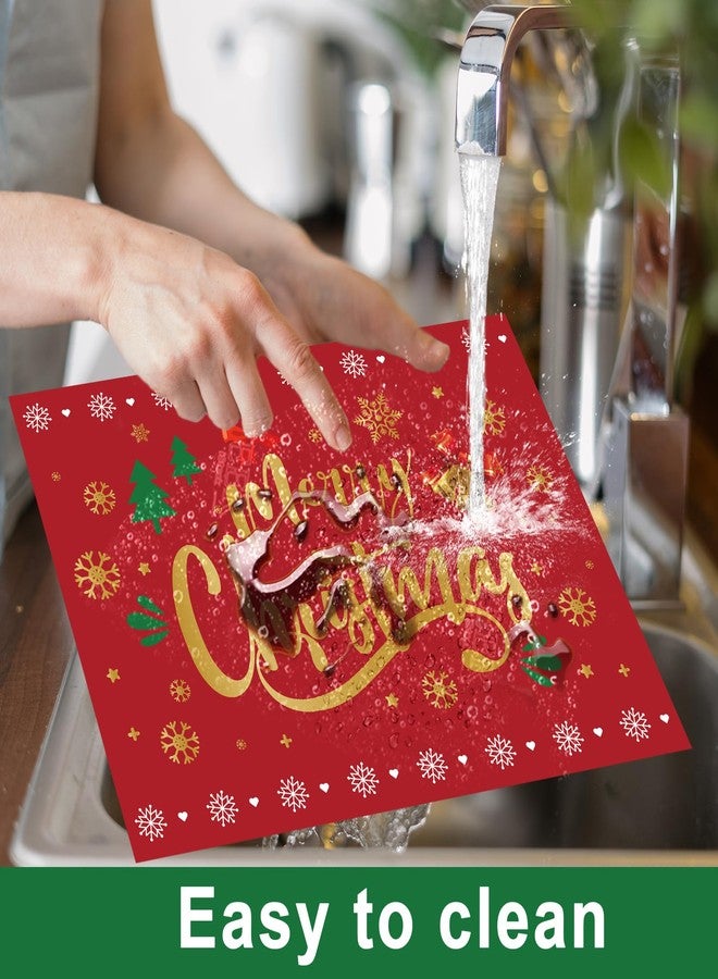 OBUSATT Christmas Placemats Table Placemats Set of 6 Plastic Seasonal Table Mats Decoration Washable Red and Green Winter Xmas Holiday Decoration for Kids Home Kitchen Dining Room Housewarming Gifts - Image 4