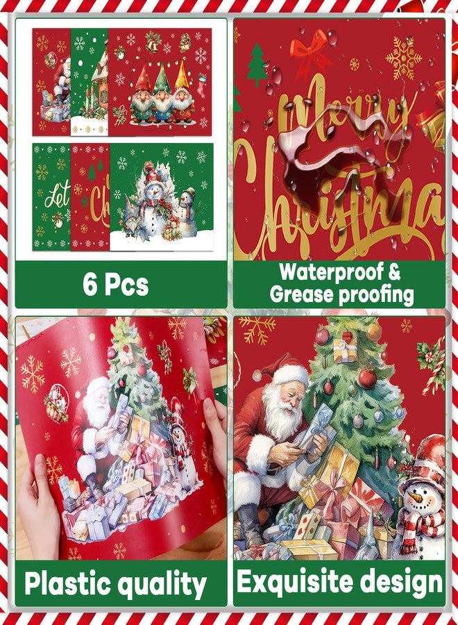 OBUSATT Christmas Placemats Table Placemats Set of 6 Plastic Seasonal Table Mats Decoration Washable Red and Green Winter Xmas Holiday Decoration for Kids Home Kitchen Dining Room Housewarming Gifts - Image 3