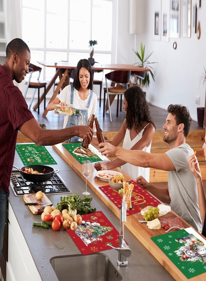 OBUSATT Christmas Placemats Table Placemats Set of 6 Plastic Seasonal Table Mats Decoration Washable Red and Green Winter Xmas Holiday Decoration for Kids Home Kitchen Dining Room Housewarming Gifts - Image 5