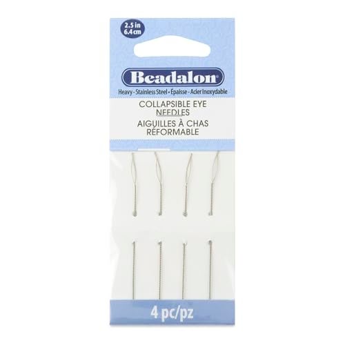 Beadalon Collapsible Eye Beading Needles, Heavy 0.51 / .020 inches diamater, 2.5 inches Length, 4 pc - Image 1