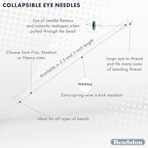 Beadalon Collapsible Eye Beading Needles, Heavy 0.51 / .020 inches diamater, 2.5 inches Length, 4 pc - Image 4