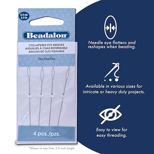 Beadalon Collapsible Eye Beading Needles, Heavy 0.51 / .020 inches diamater, 2.5 inches Length, 4 pc - Image 3