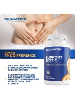 BioMatrix Premium Probiotic For Men And Women No Refrigeration Required Saccharomyces Lactobacillus Bifidobacterium Strains Daily Digestive Supplement ; Support Biotic (60 Capsules)  - Image 5