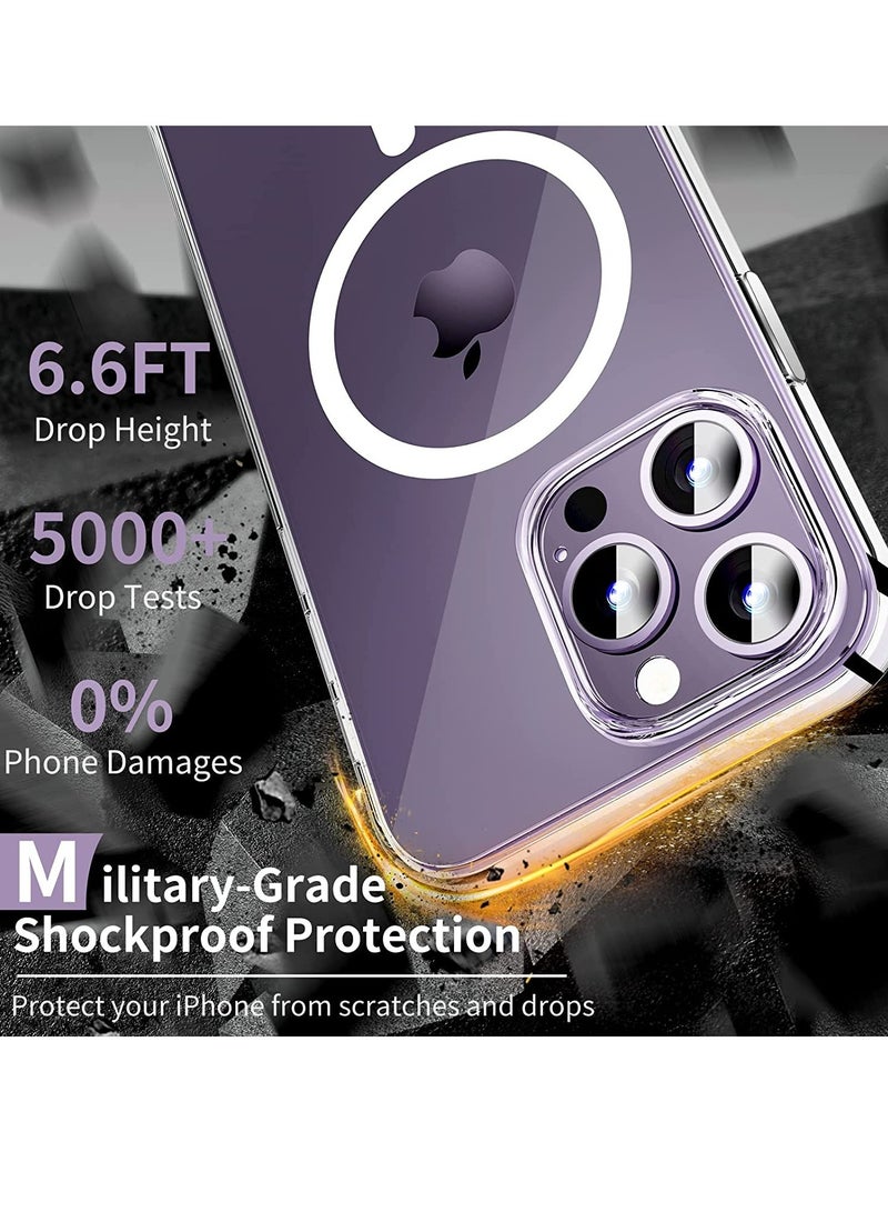 ELTRAZONE [3 in 1] Magnetic Clear Designed for iPhone 14 Pro Max Case [Compatible with MagSafe & Anti-Yellowing] 2X Camera Lens Protector,Military Grade Protective Shockproof Slim Thin Hard Cover 6.7' - Image 4