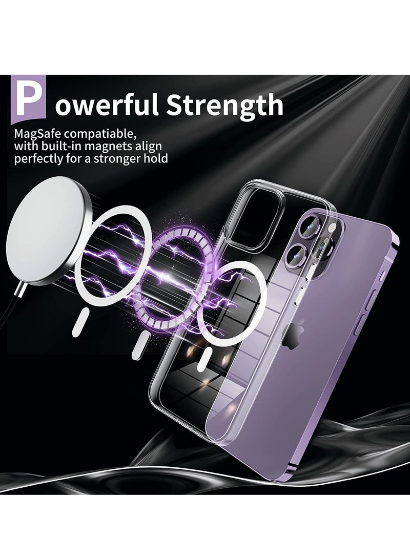 ELTRAZONE [3 in 1] Magnetic Clear Designed for iPhone 14 Pro Max Case [Compatible with MagSafe & Anti-Yellowing] 2X Camera Lens Protector,Military Grade Protective Shockproof Slim Thin Hard Cover 6.7' - Image 3