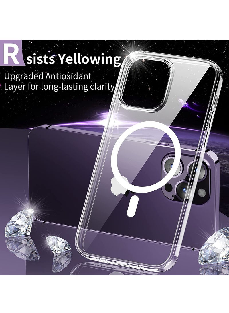 ELTRAZONE [3 in 1] Magnetic Clear Designed for iPhone 14 Pro Max Case [Compatible with MagSafe & Anti-Yellowing] 2X Camera Lens Protector,Military Grade Protective Shockproof Slim Thin Hard Cover 6.7' - Image 2