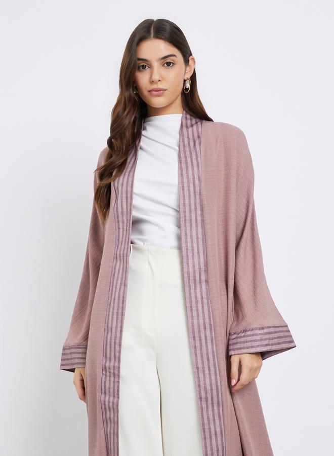 ستايلي أميرة عباية مفتوحة من الأمام بشريط مخطط - Image 2