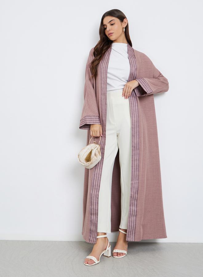 ستايلي أميرة عباية مفتوحة من الأمام بشريط مخطط - Image 1