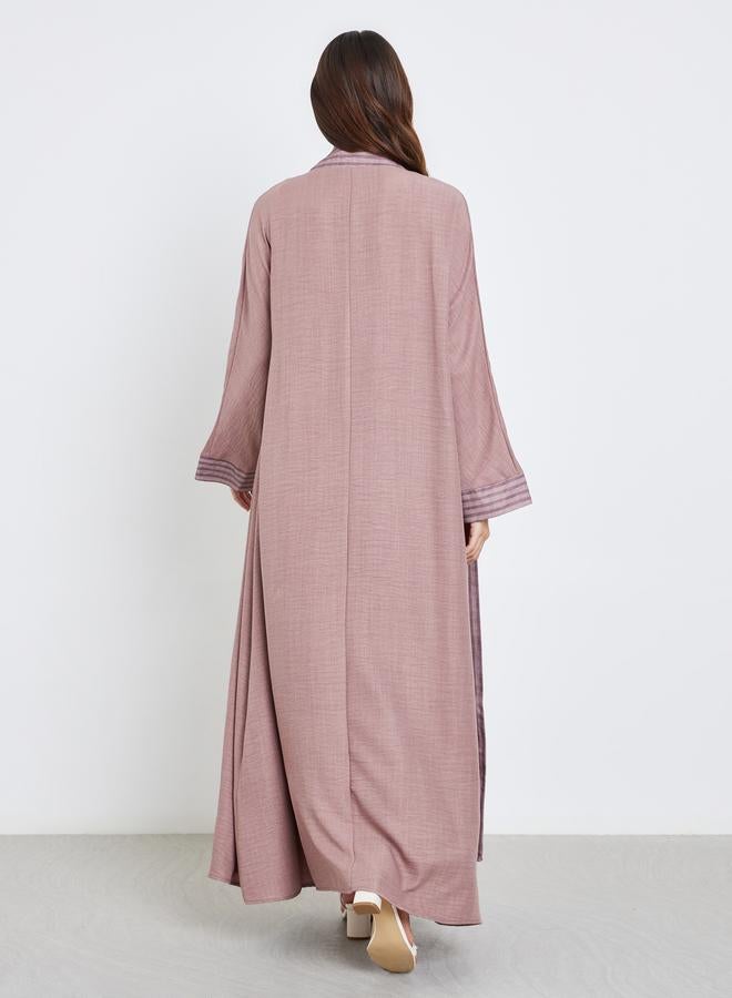 ستايلي أميرة عباية مفتوحة من الأمام بشريط مخطط - Image 4