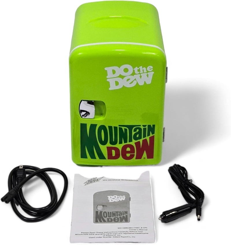CURTIS Mountain Dew MIS134MD, Mini Portable Compact Personal Fridge Cooler, 4 Liter Capacity Chills Six 12 oz Cans, 100% Freon-Free & Eco Friendly, Lime - Image 5
