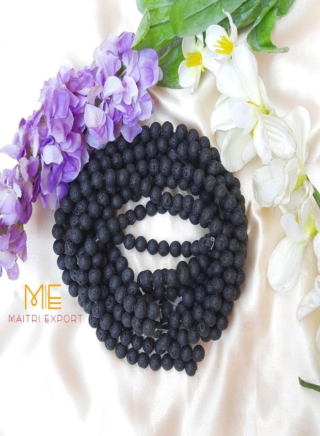 Maitri Export Natural Lava - Stone/Beads/Gemstone 10mm Round Loose Beads in String for Making Necklace/Jewelry/Bracelet/Mala (Lava) - Image 3