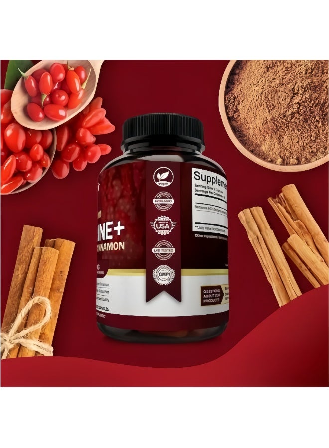 Premium Berberine+ with Ceylon Cinnamon 1200mg – 2 Bottles | Supports Immune System, Metabolic Health & Blood Sugar Balance, Cardiovascular Support | Non-GMO, Gluten-Free, Vegan Dietary Supplement - Image 5