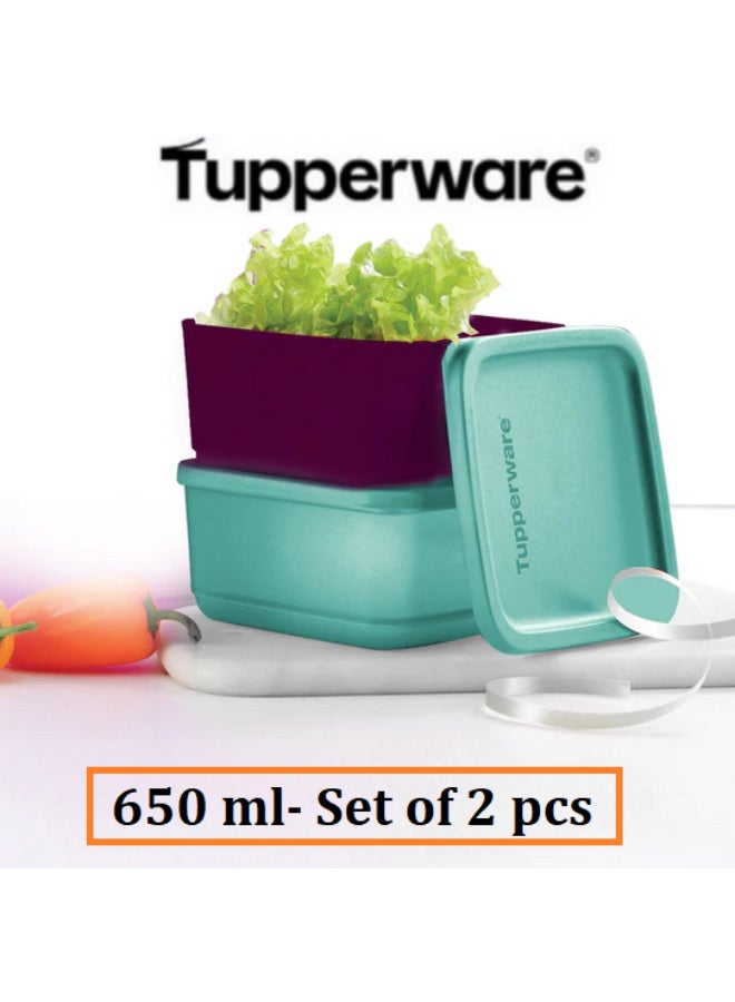 Tupperware Square Dry and Refrigerator, Kitchen, Office, Home Storage Cubix Box 650 ML set of 2 Pieces - same as image color - Image 1
