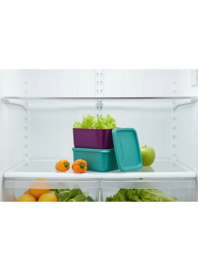 Tupperware Square Dry and Refrigerator, Kitchen, Office, Home Storage Cubix Box 650 ML set of 2 Pieces - same as image color - Image 2