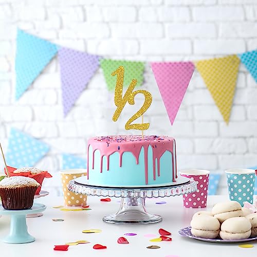 Maicaiffe Gold Glitter Half Year Old Cake Topper - Half Year 1/2 Cake Topper - for Half Year Anniversary/Baby Shower/Baby's Half Year Old Birthday Party Decorations - Image 5