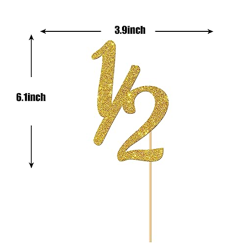 Maicaiffe Gold Glitter Half Year Old Cake Topper - Half Year 1/2 Cake Topper - for Half Year Anniversary/Baby Shower/Baby's Half Year Old Birthday Party Decorations - Image 2