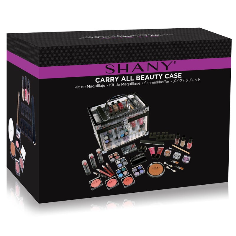 SHANY Carry All Trunk Makeup Train Case with Re-usable Aluminum Makeup Storage Case. Non Toxic Color Make up Set with Eye palettes, Blushes,Makeup Powders, Manicure, Pedicure and Makeup Brushes. - Image 5