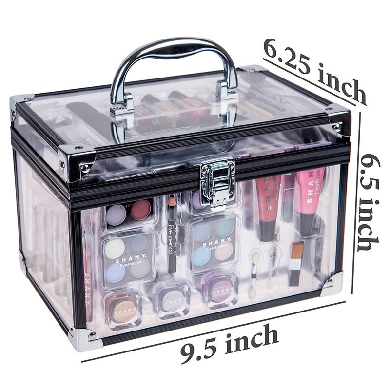 SHANY Carry All Trunk Makeup Train Case with Re-usable Aluminum Makeup Storage Case. Non Toxic Color Make up Set with Eye palettes, Blushes,Makeup Powders, Manicure, Pedicure and Makeup Brushes. - Image 4