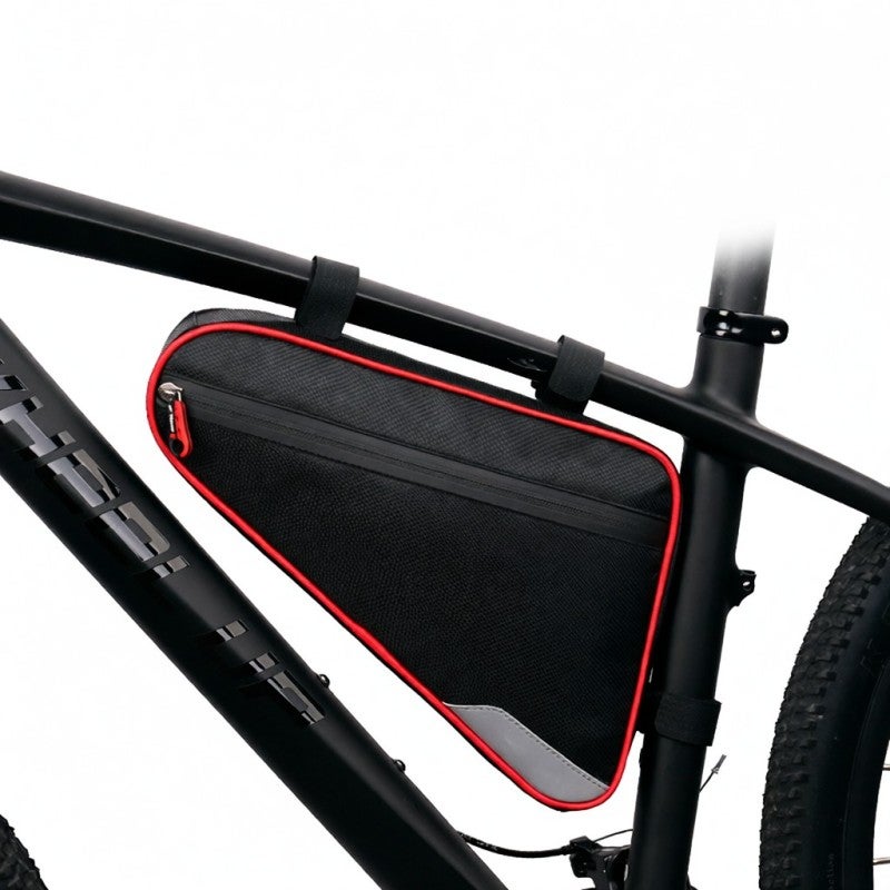 wheel up Bike Bag: Grey PVC Material Wear-resistant Water-resistant - Reflective Strips Adjustable Tape Large Capacity for Mountain Road Bike Riding Lovers - Image 2
