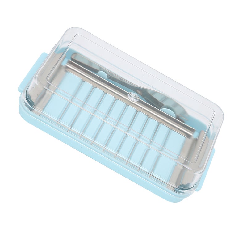 Stainless Steel Butter Cutter Box Cheese Storage Container with Transparent Cover for KitchenBlue Chassis - Image 2