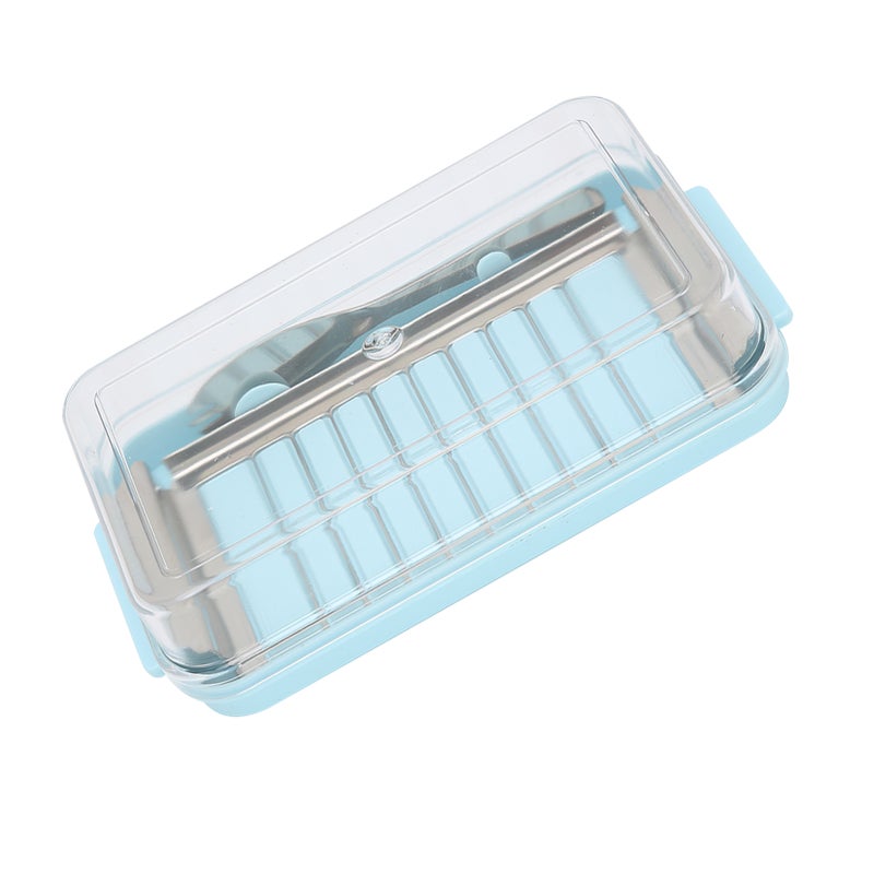 Stainless Steel Butter Cutter Box Cheese Storage Container with Transparent Cover for KitchenBlue Chassis - Image 3