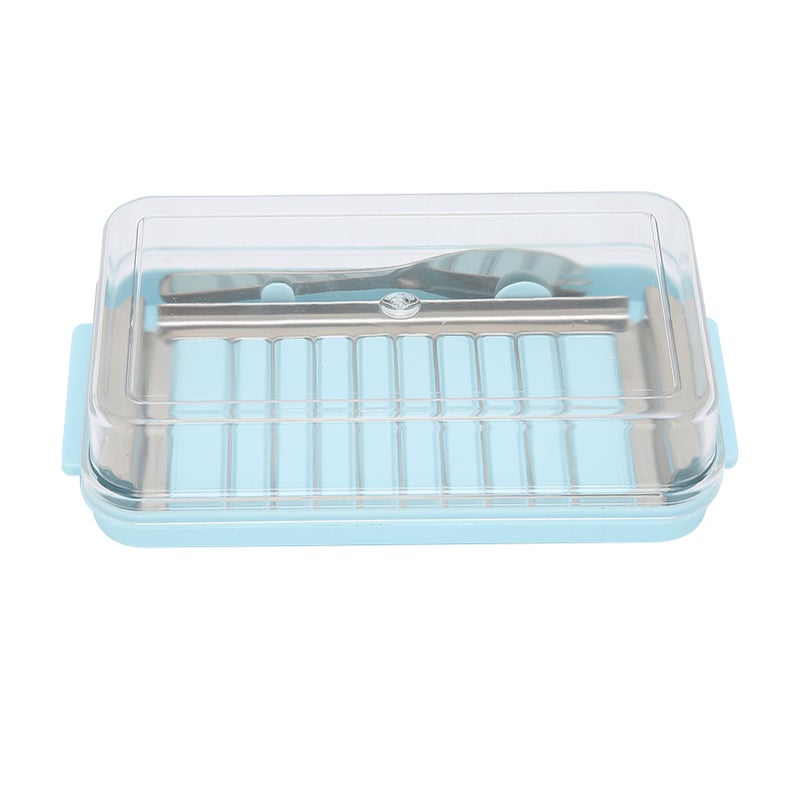 Stainless Steel Butter Cutter Box Cheese Storage Container with Transparent Cover for KitchenBlue Chassis - Image 1