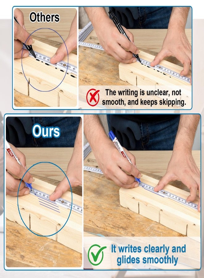 Thboxes 10 Pack Long Nib Marker, 20mm Long Head Deep Hole Markers Waterproof Construction Markers Marking Tool Deep Reach Pen for Carpenter Woodworking Metal - Image 3