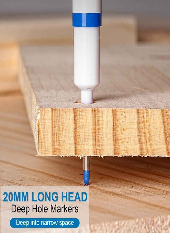Thboxes 10 Pack Long Nib Marker, 20mm Long Head Deep Hole Markers Waterproof Construction Markers Marking Tool Deep Reach Pen for Carpenter Woodworking Metal - Image 5