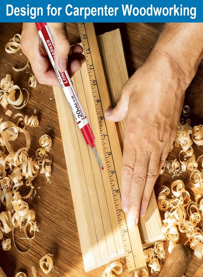 Thboxes 10 Pack Long Nib Marker, 20mm Long Head Deep Hole Markers Waterproof Construction Markers Marking Tool Deep Reach Pen for Carpenter Woodworking Metal - Image 4
