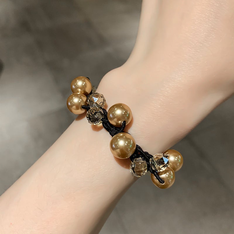 Loquat New Elegant Pearl Bracelet Hair Tie Champagne Pearl Hair Cord