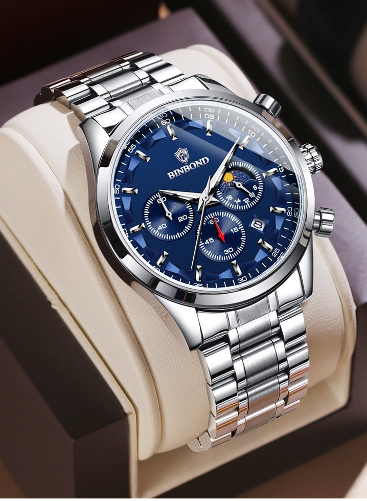 بينبوند ساعات رجالية كوارتز ساعة رجالية مقاومة للماء من الفولاذ المقاوم للصدأ ساعة رجالية كوارتز للأعمال - Image 2
