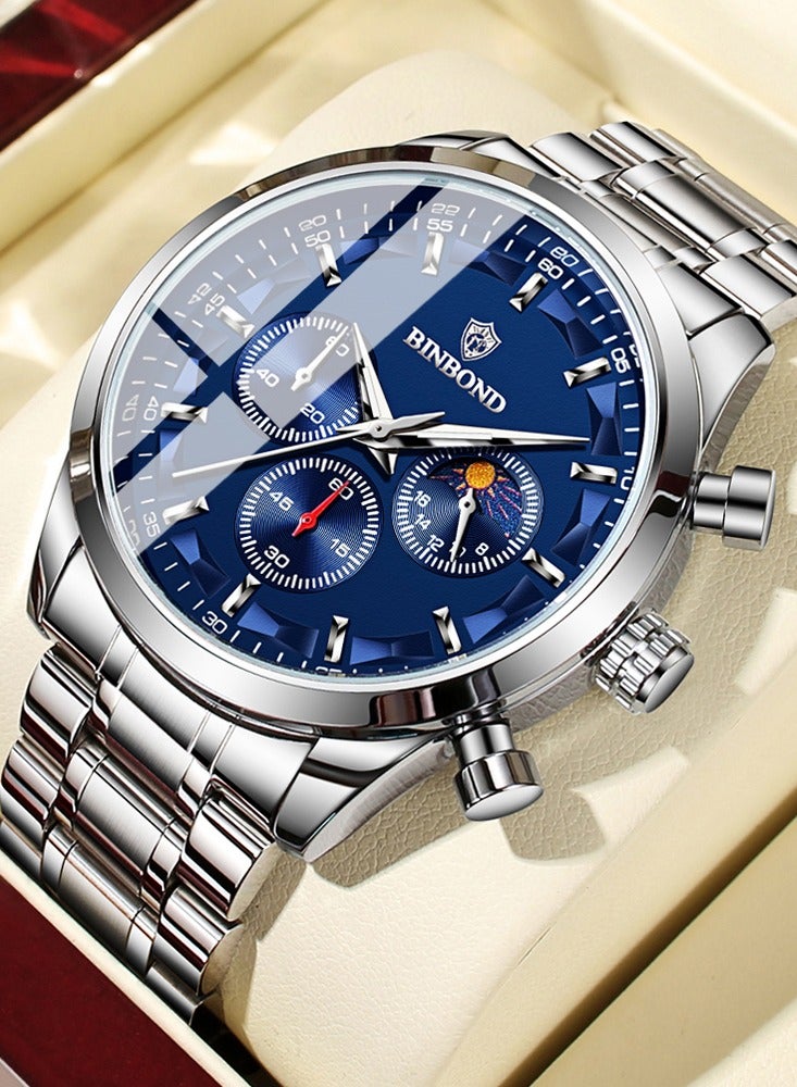 بينبوند ساعات رجالية كوارتز ساعة رجالية مقاومة للماء من الفولاذ المقاوم للصدأ ساعة رجالية كوارتز للأعمال - Image 1