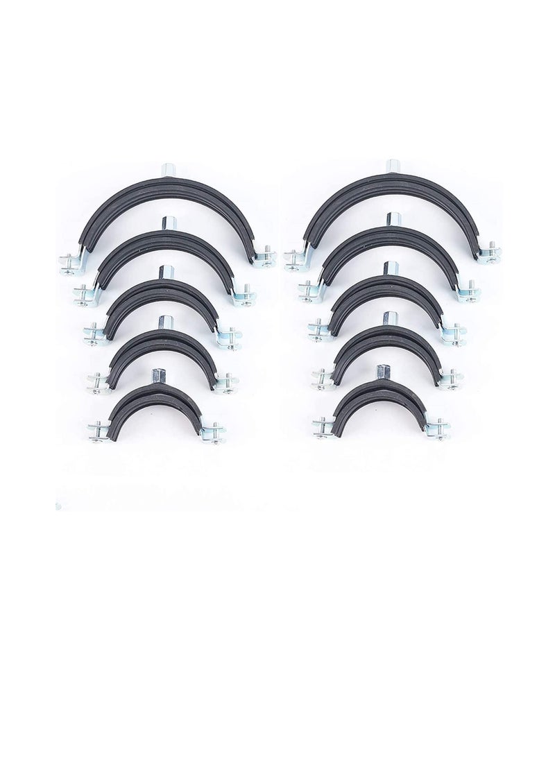 Generic - Heavy Duty Adjustable Two-screw Pipe Galvanized Iron (GI) Clamp with Rubber Lined or Unlined for Wall Ceiling Mount Pipe Supports, Split Ring Hanger (3/4 Inch, Pack of 10) - Image 1