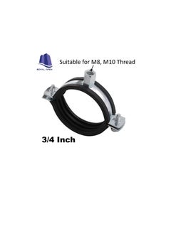 Heavy Duty Adjustable Two-screw Pipe Galvanized Iron (GI) Clamp with Rubber Lined or Unlined for Wall Ceiling Mount Pipe Supports, Split Ring Hanger (3/4 Inch, Pack of 10)