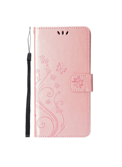 For Apple 16E15ProMax14SE4 Flip Leather Case 1312 Butterfly Embossed Protective Case For 7SE3-Color:Rose Gold-Butterfly Leather Case-Applicable Model:iPhone13Pro