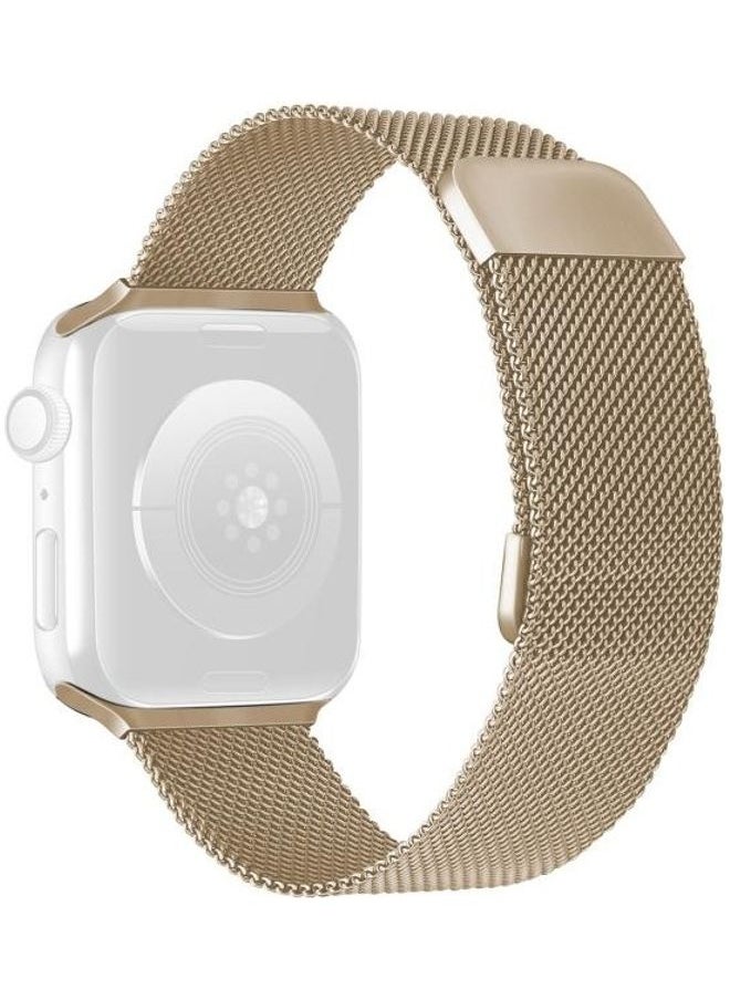 NIBEMINENT - Double Section Milanese Replacement Strap Watchband For Apple Watch Series 7 41mm/6 & SE 5 4 40mm/3 2 1 38mm Vintage Gold - Image 1