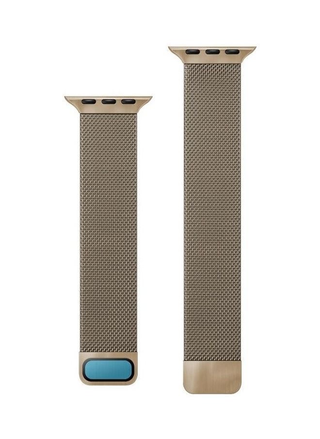 NIBEMINENT - Double Section Milanese Replacement Strap Watchband For Apple Watch Series 7 41mm/6 & SE 5 4 40mm/3 2 1 38mm Vintage Gold - Image 1