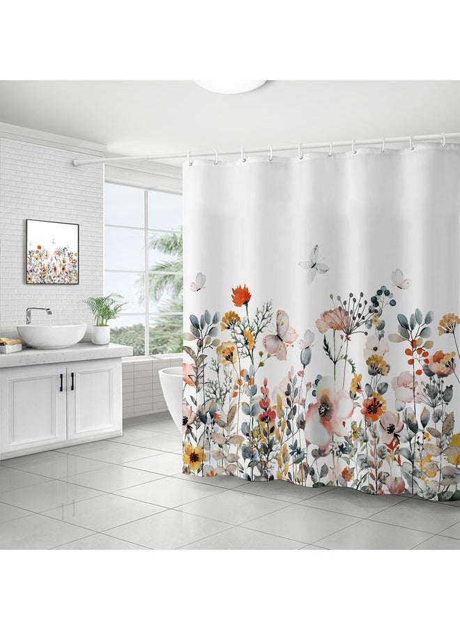 Bluejw Polyester Shower Curtain  Explosions Flowers And Plants Watercolor Bathroom Four-piece Dry And Wet Separation Isolation Waterproof Bath  - Image 1