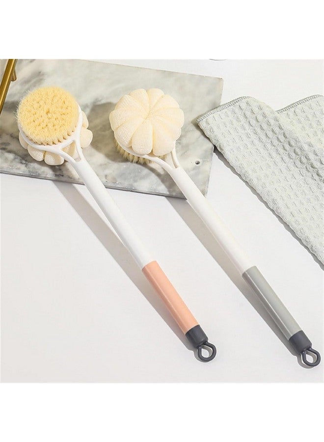 REMICH 2 In 1 Back Scrubber Anti Slip For Shower - Shower Brush Long Handle With Stiff And Soft Bristles - Body Exfoliator For Bath & Dry Brush || 1Pcs, Multicolor || - Image 1