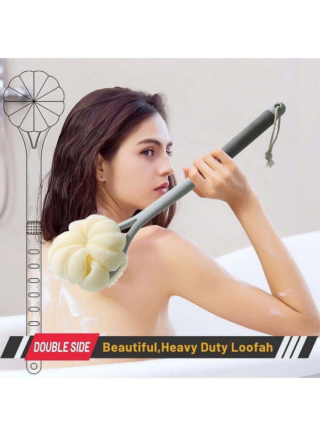 REMICH 2 In 1 Back Scrubber Anti Slip For Shower - Shower Brush Long Handle With Stiff And Soft Bristles - Body Exfoliator For Bath & Dry Brush || 1Pcs, Multicolor || - Image 5