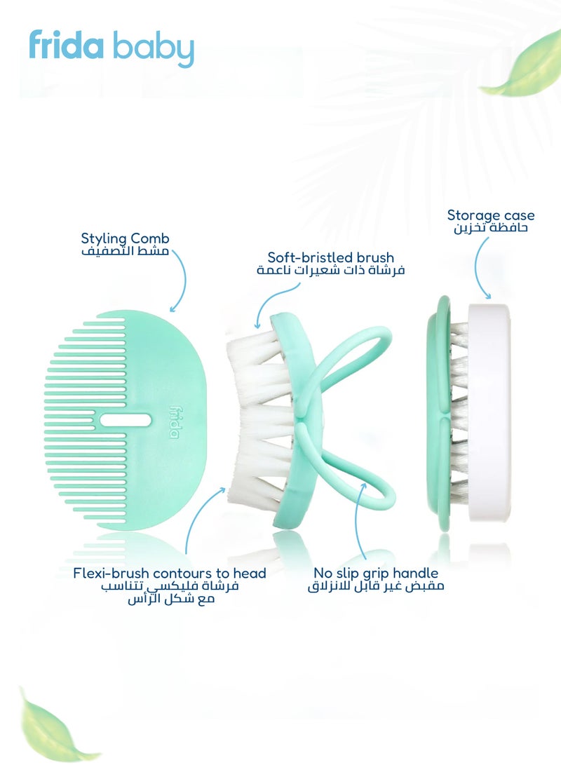 fridababy Head-Hugging Baby Hairbrush & Comb Set – Soft Bristles for Gentle Scalp Care, Cradle Cap Relief & Newborn Grooming – Ergonomic, No-Slip Grip for Easy Styling - Image 3