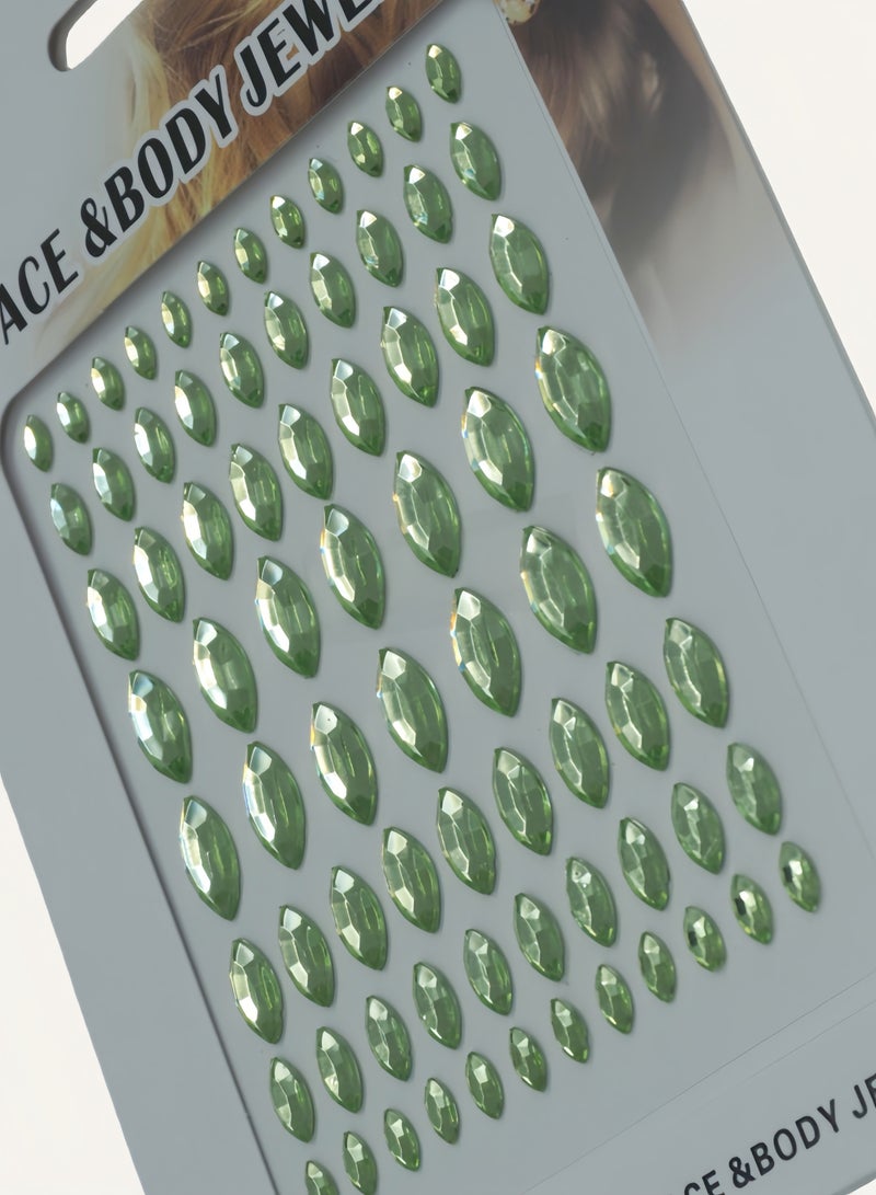 Green oval crystal diamond stickers face decoration stickers 3D three-dimensional stickers children's DIY decoration self-adhesive jewelry stickers colored diamond stickers - Image 2