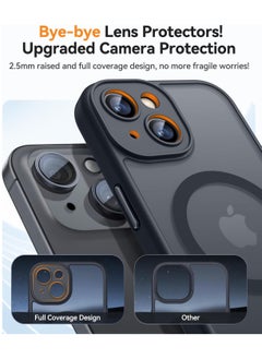 ESCASE Magnetic Cover for iPhone 13 (6.1 Inches) MagSafe Compatible [Full Camera Protection], Translucent Matte Slim Protective Shockproof Case, Black  - Image 3