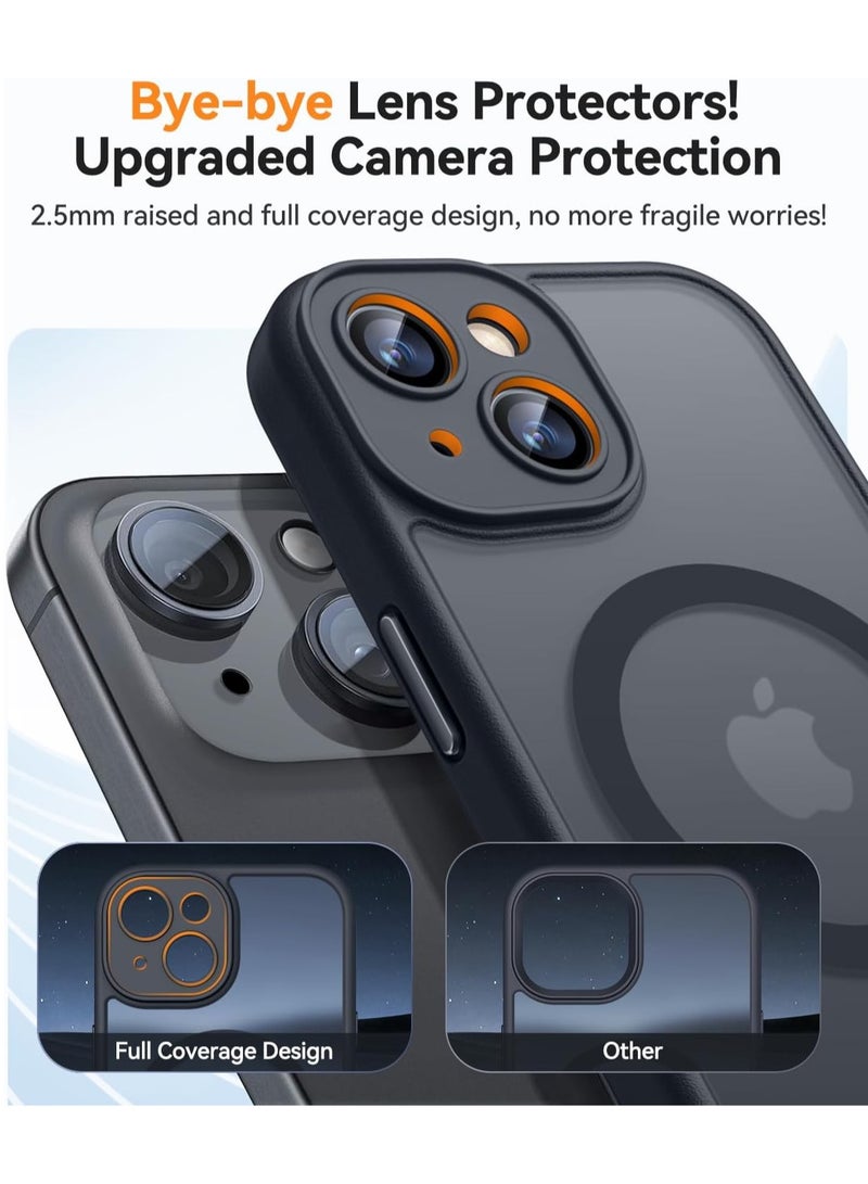 ESCASE Magnetic Cover for iPhone 13 (6.1 Inches) MagSafe Compatible [Full Camera Protection], Translucent Matte Slim Protective Shockproof Case, Black - Image 3